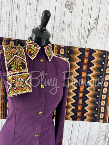 Plum, Olive Green & Rust Day Shirt Set (S)