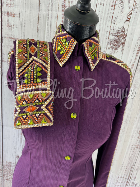 Plum, Olive Green & Rust Day Shirt Set (S)