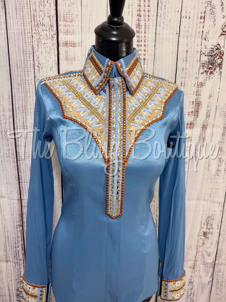 RE-ORDER Periwinkle, Rust & Tan Day Shirt Set  (Choose Your Size)