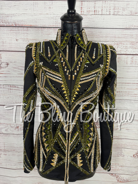 Black, Olive Green, Tan & White Showmanship Jacket (Small)