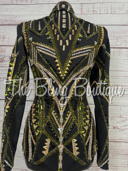 Black, Olive Green, Tan & White Showmanship Jacket (Small)