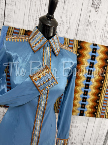 Periwinkle, Rust & Tan Day Shirt Set (XS/S)