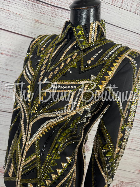 Black, Olive Green, Tan & White Showmanship Jacket (Small)