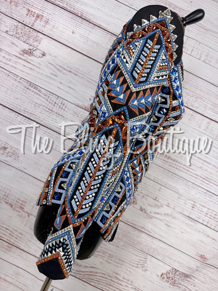 Black, Cornflower Blue, Copper & White Showmanship Jacket (Small)