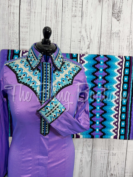 Lavender, Purple & Turquoise Day Shirt Set (M)