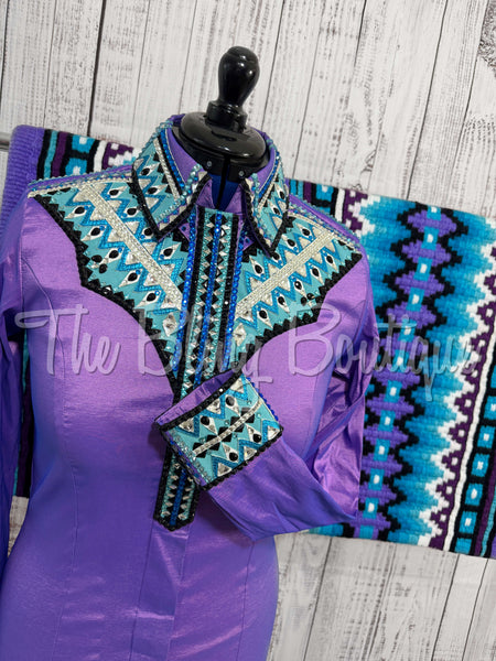 Lavender, Purple & Turquoise Day Shirt Set (M)
