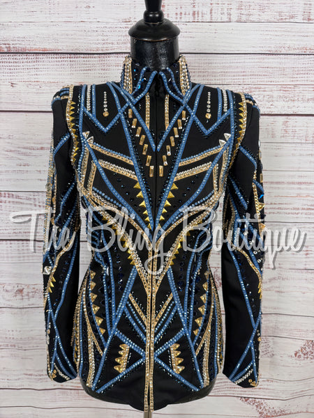 Black, Cornflower Blue & Tan Showmanship Jacket (Small)