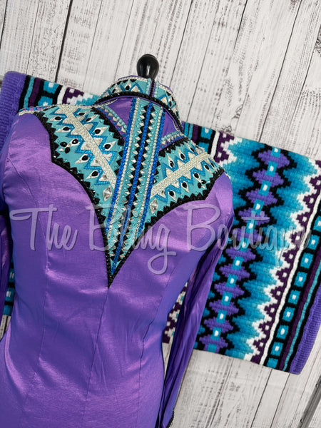 Lavender, Purple & Turquoise Day Shirt Set (M)
