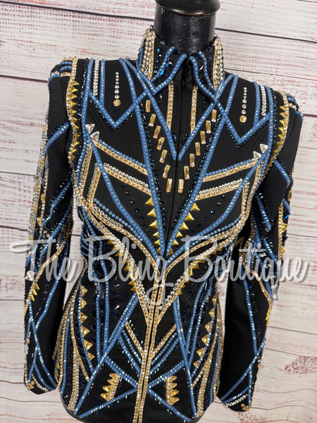Black, Cornflower Blue & Tan Showmanship Jacket (Small)