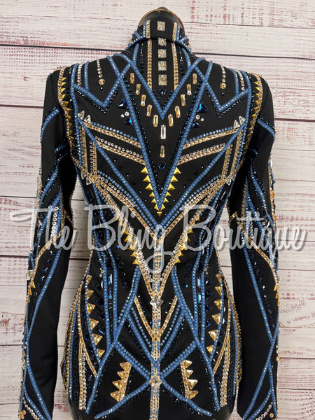 Black, Cornflower Blue & Tan Showmanship Jacket (Small)