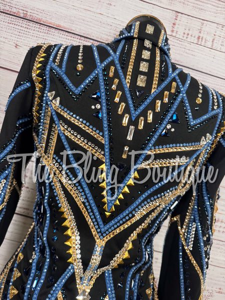 Black, Cornflower Blue & Tan Showmanship Jacket (Small)