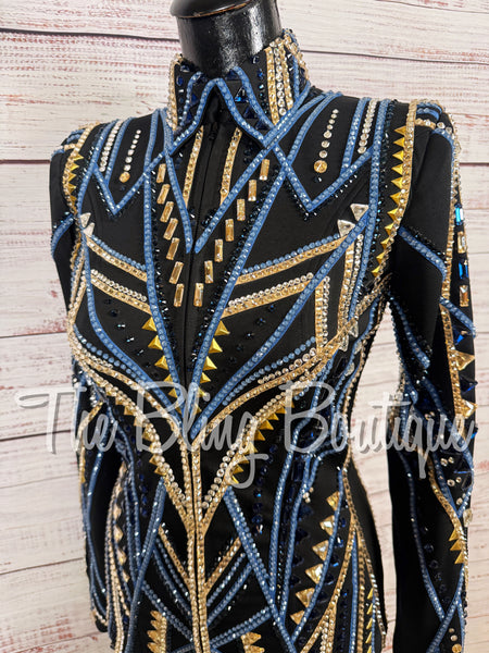 Black, Cornflower Blue & Tan Showmanship Jacket (Small)