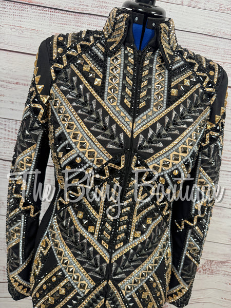 Black, Gunmetal Grey & Tan Showmanship Jacket (Medium)