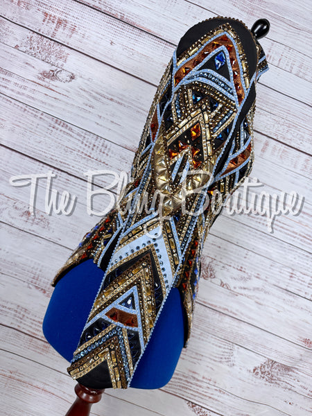 Black, Light Blue, Copper & Bronze Showmanship Jacket (Medium)