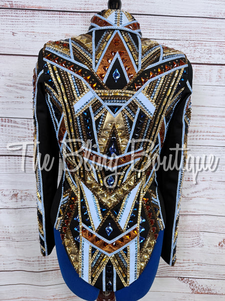 Black, Light Blue, Copper & Bronze Showmanship Jacket (Medium)