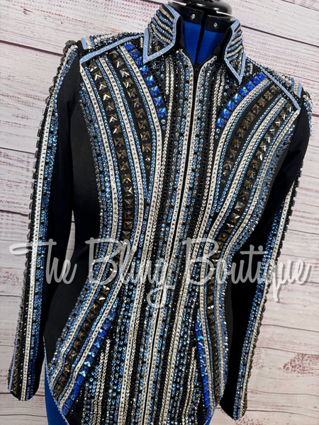Black, Light Blue & Gunmetal Grey Showmanship Jacket (Medium)