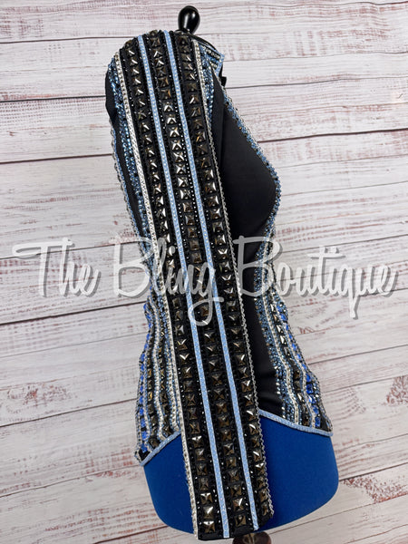 Black, Light Blue & Gunmetal Grey Showmanship Jacket (Medium)