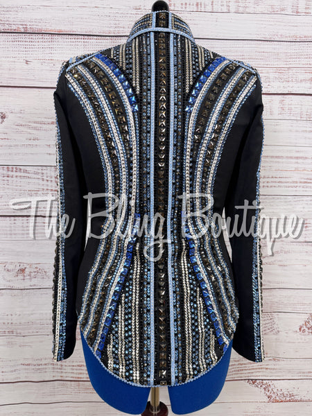 Black, Light Blue & Gunmetal Grey Showmanship Jacket (Medium)