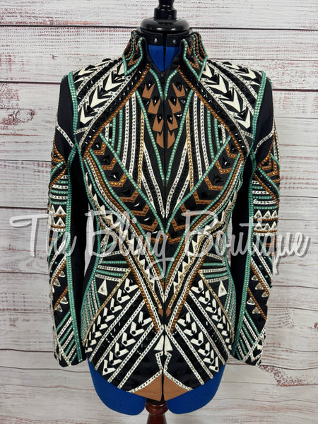 Black, White, Mint & Bronze Showmanship Jacket (Medium)