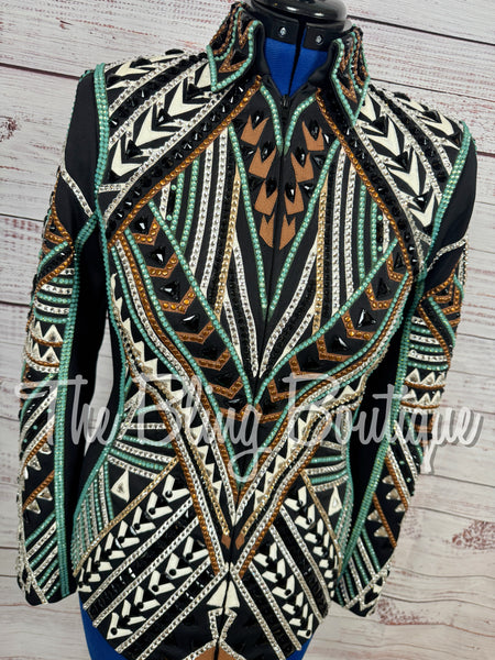 Black, White, Mint & Bronze Showmanship Jacket (Medium)