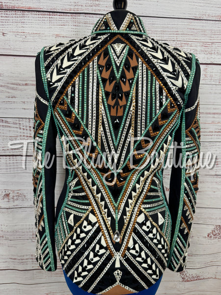 Black, White, Mint & Bronze Showmanship Jacket (Medium)
