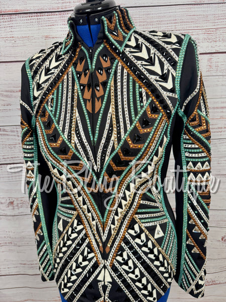 Black, White, Mint & Bronze Showmanship Jacket (Medium)