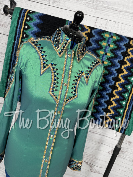 Soft Green, Cornflower Blue & Tan Day Shirt Set (Large)