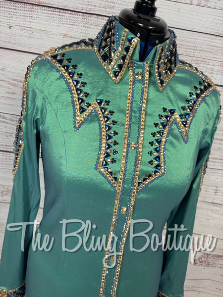Soft Green, Cornflower Blue & Tan Day Shirt Set (Large)