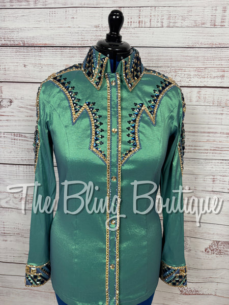 Soft Green, Cornflower Blue & Tan Day Shirt Set (Large)