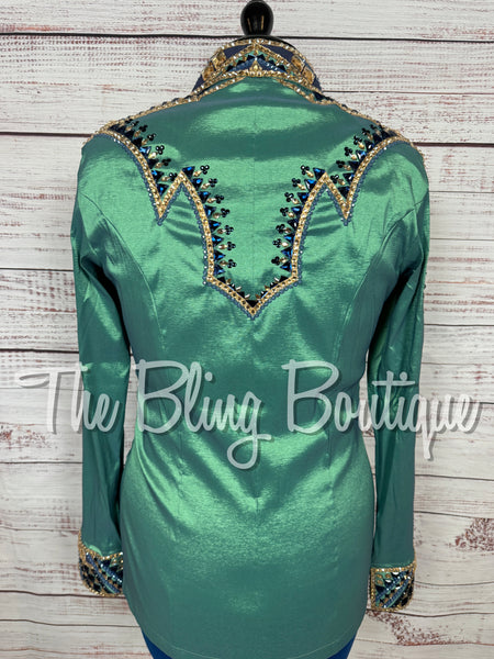 Soft Green, Cornflower Blue & Tan Day Shirt Set (Large)