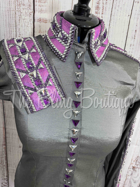 Grey, Berry, Purple & Silver Day Shirt Set (L)