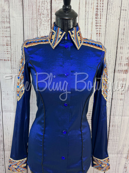 Dark Blue, Periwinkle, Rust & Tan Day Shirt Set (S)