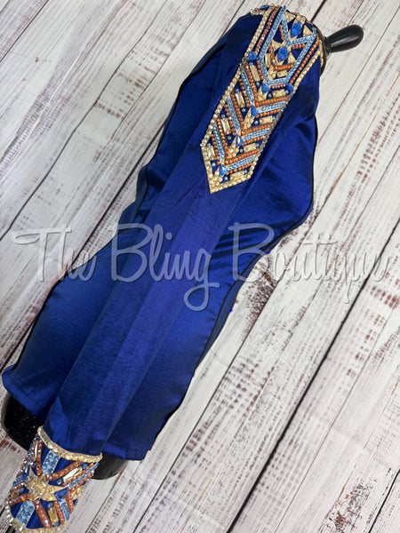 Dark Blue, Periwinkle, Rust & Tan Day Shirt Set (S)