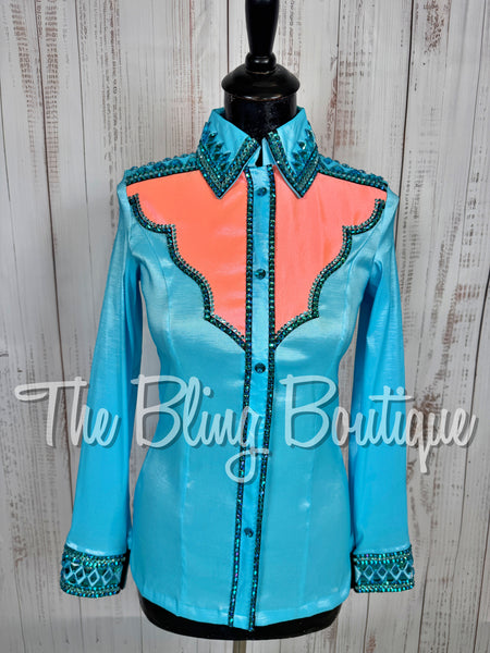 Turquoise, Bright Peach & Teal Day Shirt Set (Small)
