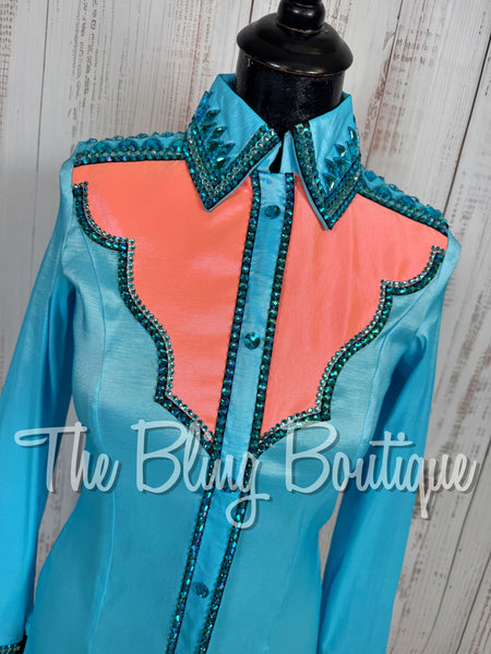 Turquoise, Bright Peach & Teal Day Shirt Set (Small)