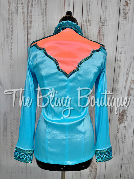 Turquoise, Bright Peach & Teal Day Shirt Set (Small)