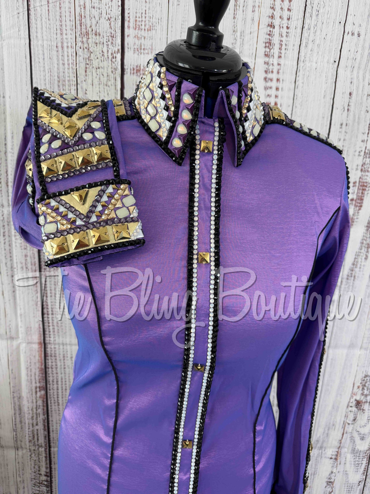 Purple Day Shirt Set With Sheer Lace Sleeves (M)