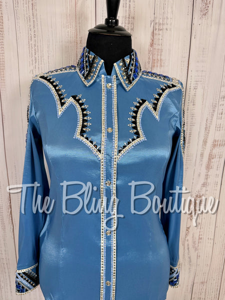 Cornflower Blue, Black & Grey Day Shirt Set (XL)