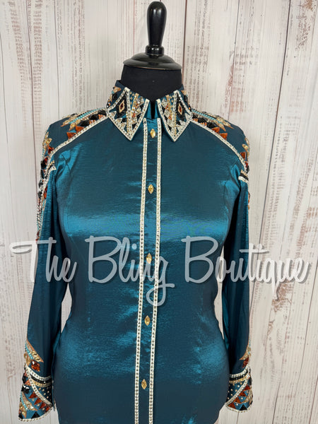 Dark Ocean Teal, Copper, Tan & Black Day Shirt Set (XL)