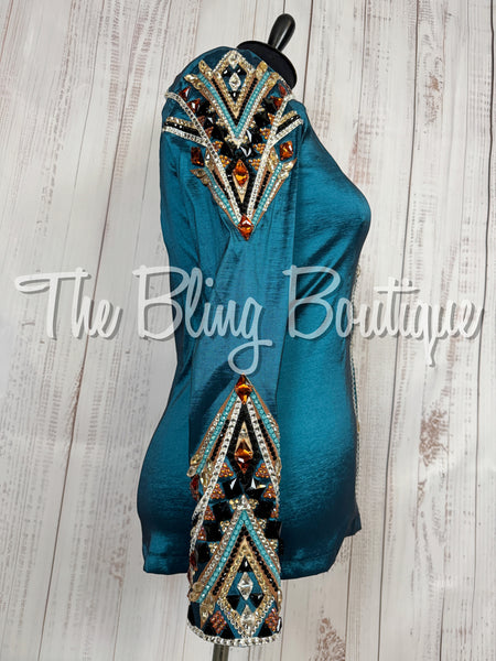 Dark Ocean Teal, Copper, Tan & Black Day Shirt Set (XL)