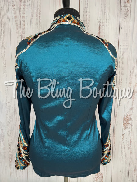 Dark Ocean Teal, Copper, Tan & Black Day Shirt Set (XL)