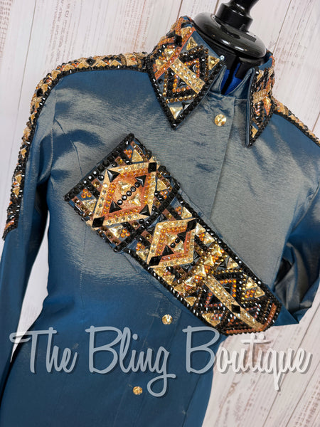 Smokey Blue, Copper, & Black Day Shirt Set (Large)