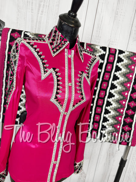 Hot Pink, Grey, Black & White Day Shirt Set (Small)