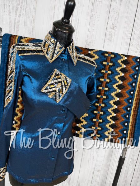 Ocean Blue, Tan & Black Day Shirt Set (XS/S)