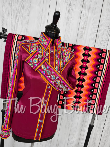 Raspberry, Fuchsia, Hot Pink & Orange Day Shirt Set (Small)
