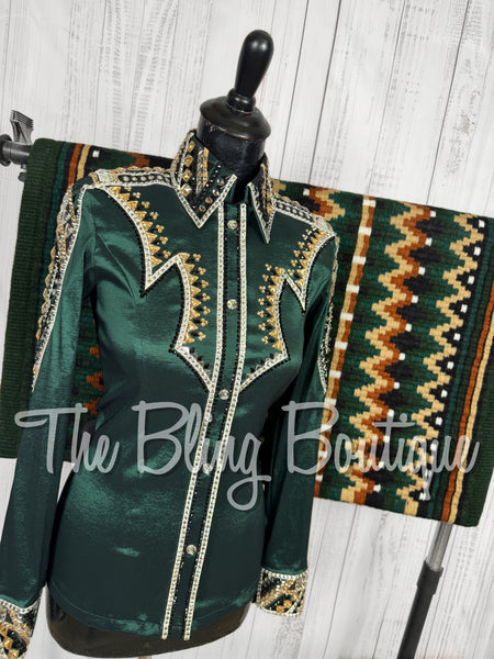 Forest Green, Tan, Black & White Day Shirt Set (Small)
