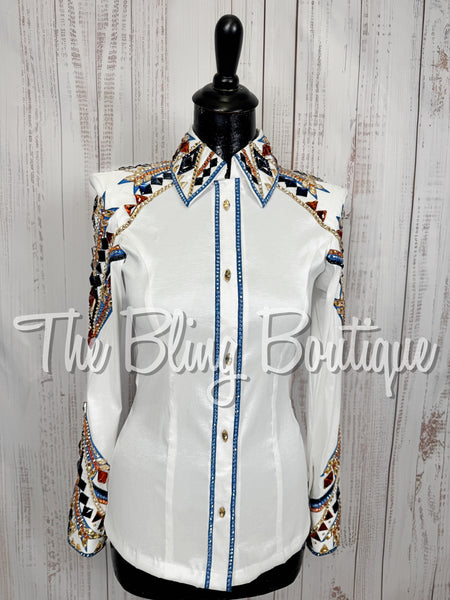 White, Cornflower Blue, Copper & Tan Day Shirt Set (XS/S)