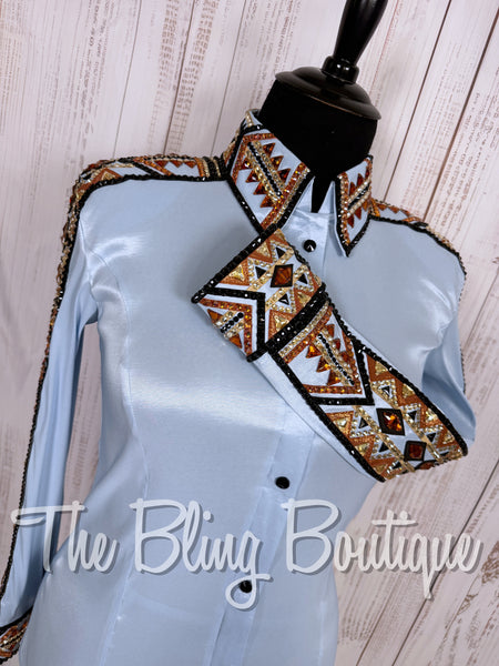 Ice Blue, Copper, Black & Tan Day Shirt Set (XL)