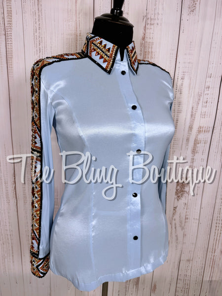 Ice Blue, Copper, Black & Tan Day Shirt Set (XL)