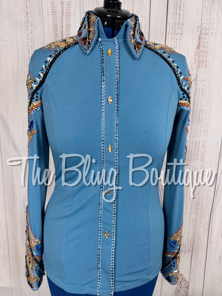 Cornflower Blue, Copper, Tan & Black Day Shirt Set (Medium)